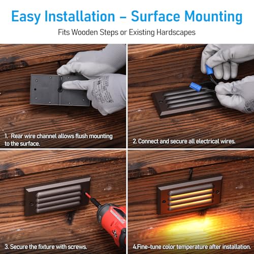 6 Pack 5CCT 6 Inch Low Voltage LED Step Lights Outdoor (6 Count)