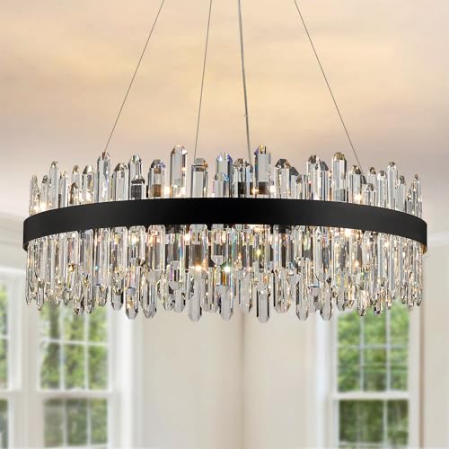 Black Modern Oval Crystal Chandelier