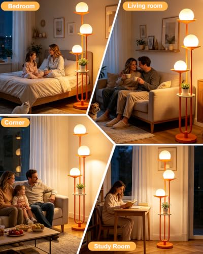 63IN Globe Floor Lamp with Shelf 3 (3 Count)