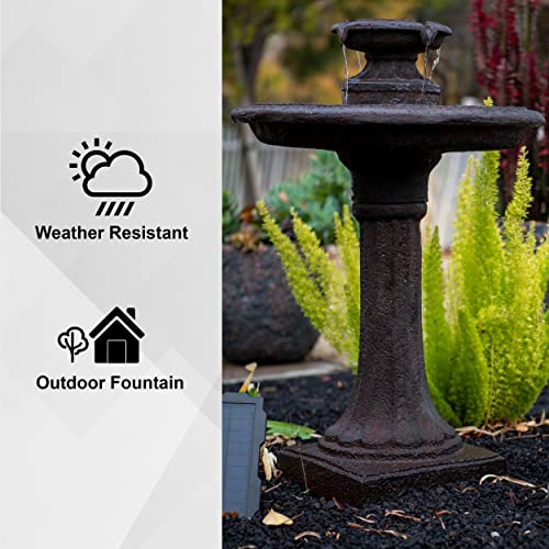 28" Solar Bird Bath Fountain for Outdoor Garden