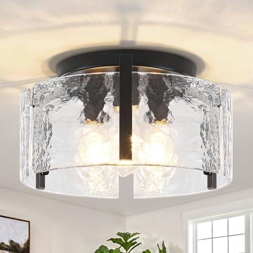 Modern Black Semi Flush Mount Ceiling Light 3 Lights Ceiling Lamp (3 Count)