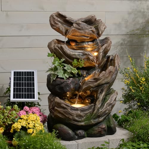 25.2" Tall Solar Water Fountain Outdoor Waterfall Feature