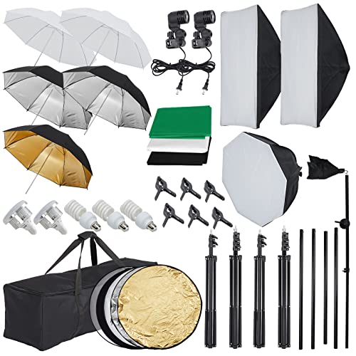 Photography Lighting Kit with 3 Color Backdrops