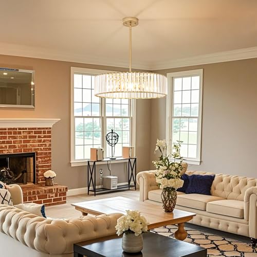 Crystal Gold Semi Flush Ceiling Light 19.68 Inch