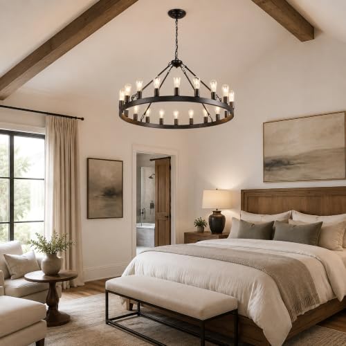Black Wagon Wheel Chandelier