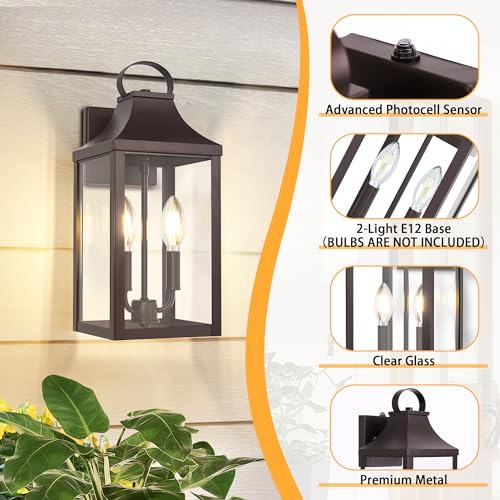 15" Dusk to Dawn Outdoor Wall Lantern 2
