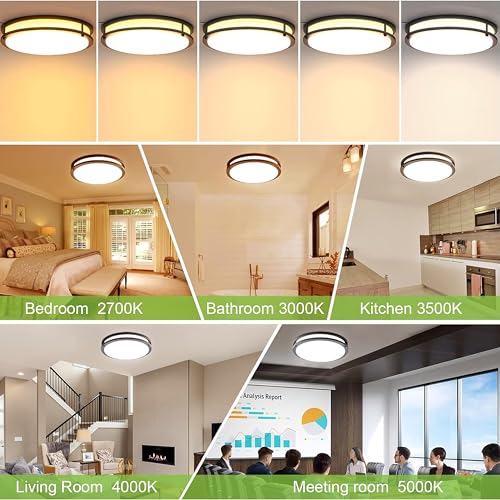 16 inch Dimmable LED Flush Mount Ceiling Light Fixture