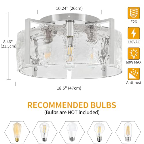Modern Brushed Nickel Semi Flush Mount Ceiling Light 4 Lights Ceiling Lamp