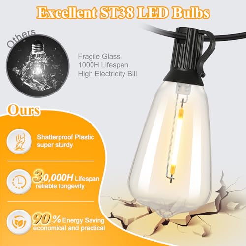 50FT Outdoor String Lights 27 Bulbs