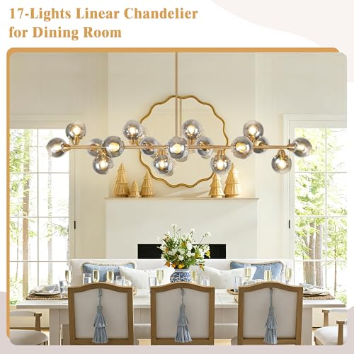75'' Gold Linear Chandeliers for Dining Room Modern Extra Large Chandelier