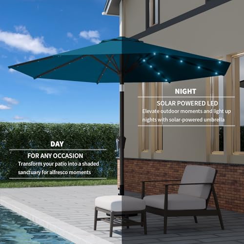 9FT Patio Umbrella with Solar Lights