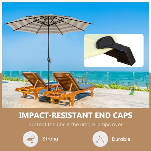 9FT Lyon Outdoor Patio Umbrella Outdoor Table Umbrella with Push Button Tilt and Crank Market Umbrella 8 Sturdy Ribs UV Protection Waterproof for Garden Deck Backyard Pool