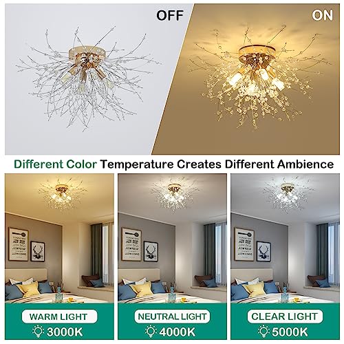 Gold Crystal Flush Mount Ceiling Light