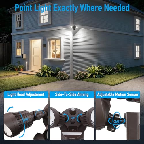 Motion Sensor Security Lights Dusk to Dawn IP65 5000K Bronze