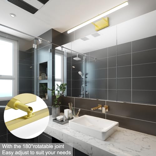 31.5inch Brushed Brass Bathroom Vanity Light Fixtures Modern LED Light Fixtures Gold Vanity Lighing for Bathroom Wall Fixtures 5500K