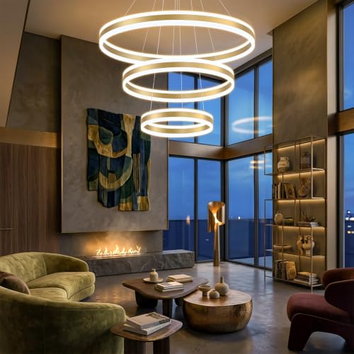 3 Rings Modern Gold LED Chandelier (3 Count)