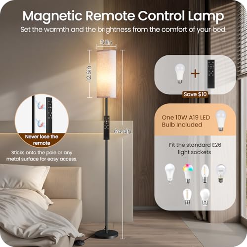 2 Pack Dimmable Floor Lamps for Living Room with 2 Remotes and Foot Switch (2 Count)