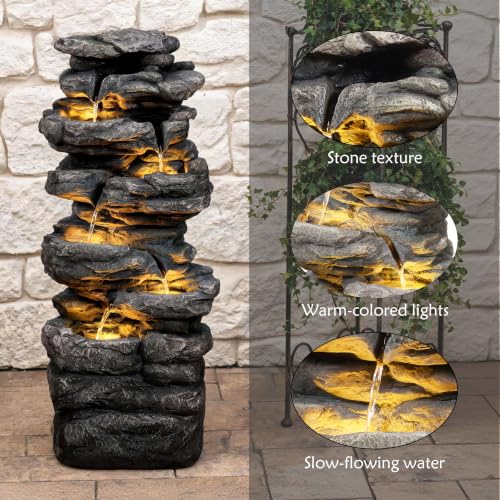 Outdoor Water Fountain with 5 LED Lights