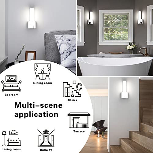 Chrome Wall Lights for Bedroom Modern Indoor LED Hallway Sconces Corner Light 12" Inch Height 12W 4000K Bedside Stair Sconces Wall Lighting Lamps 110V AC