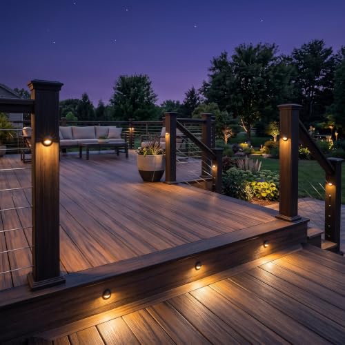 Pack of 30 Warm White Low Voltage LED Deck Lights kit Φ1.38 Outdoor Garden Yard Decoration Lamp Recessed Landscape Pathway Step Stair Warm White LED Lighting (30 Count)