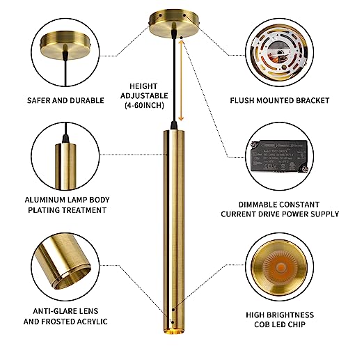 Modern Pendant Lights 4000K Bronze LED Dimmable Pendant Light Fixtures Pendant Lighting for Kitchen Island (3 Count)