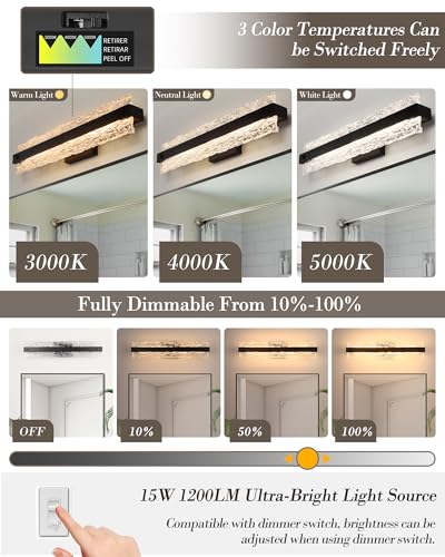 Modern LED Bathroom Vanity Light Fixture Over Mirror