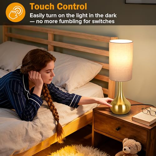 Touch Gold Table Lamp for Nightstand