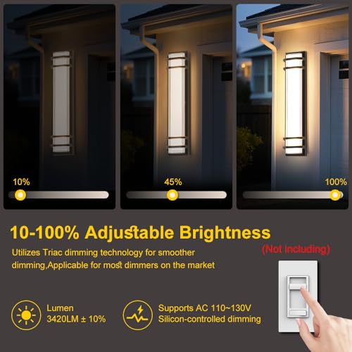 10% 100% Dimmable Outdoor Wall Lights 2Packs (2 Count)