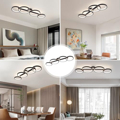 Modern LED Ceiling Light 60W Black Hallway Light Fixtures 4000K Aluminum Long Flush Mount LED Ceiling Lamp for Hallway