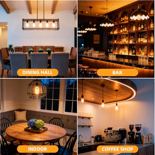 T45 Edison Bulbs 40 Watt Vintage Edison Light Bulbs Dimmable E26 Base Antique Filament Light Bulbs Amber Glass 2200K Warm White 110 (4 Count)