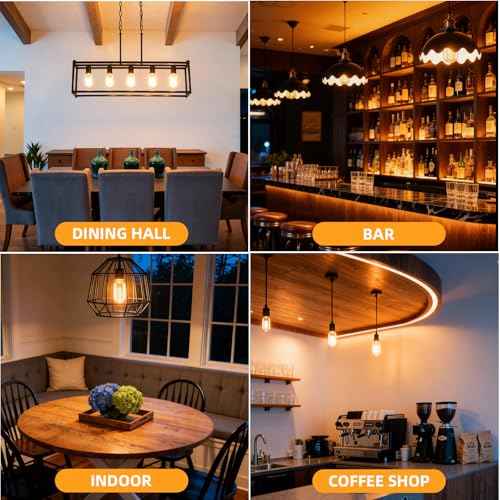 T45 Edison Bulbs 25 Watt Vintage Edison Light Bulbs Dimmable E26 Base Antique Filament Light Bulbs Amber Glass 2200K Warm White 110 (4 Count)