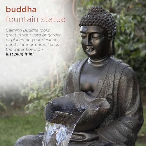 WIN1170 53" Outdoor Floor Calming Buddha Statue Waterfall Fountain
