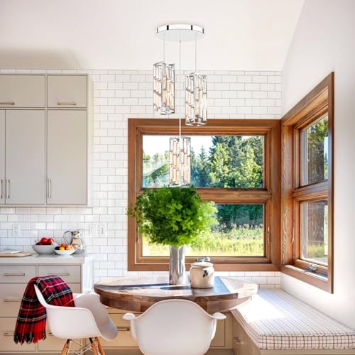 Modern 3 Light Crystal Pendant Light Fixture Kitchen Island