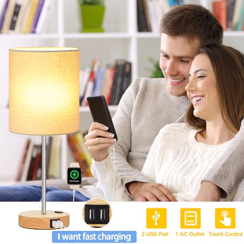 Set of 2 Touch Wood Table Lamps (2 Count)