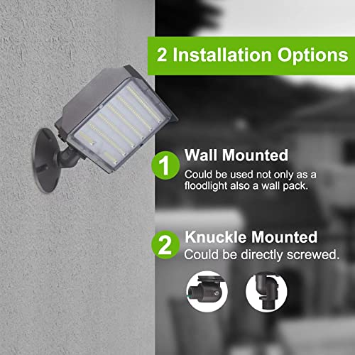 100W Outdoor LED Flood Light Dusk to Dawn 5000K 2Pack ETL Listed (2 Count)