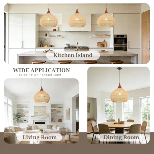 20" Large Rattan Pendant Light