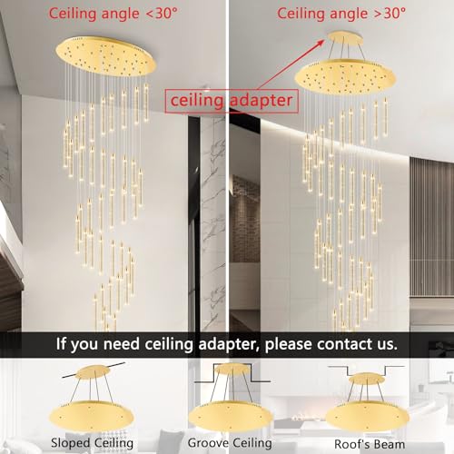 236'' Modern Crystal Chandeliers Long High Ceiling Chandelier for Staircase Dimmable LED Spiral Chandelier Hanging Ceiling Light Fixture for Entryway Foyer Hallway