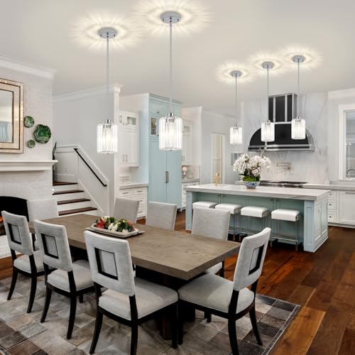 3 Pack Chrome Crystal Pendant Lights Modern Kitchen Lighting Fixtures (3 Count)