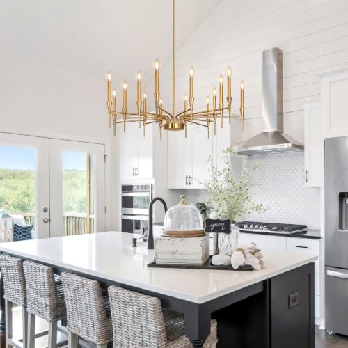 Dining Room Chandelier Light Fixture 14 Lights Gold Modern Chandeliers