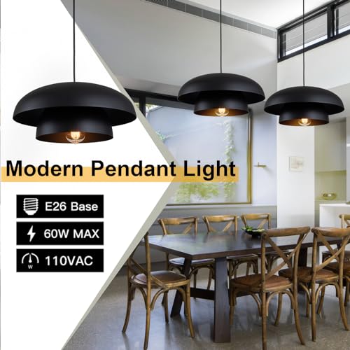 15.7" Black Modern Pendant Light Fixtures