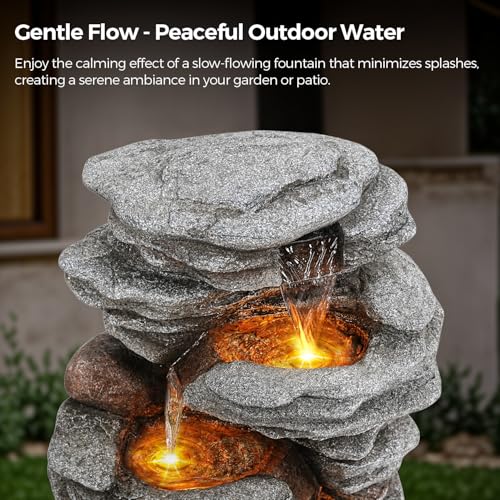 40" Outdoor Water Fountain with LED Lights