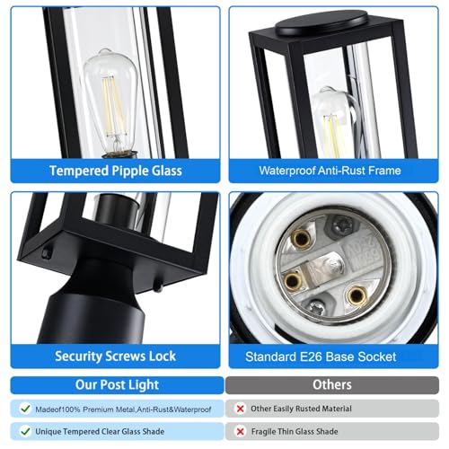 13'' Outdoor Post Lights Lamp Post Light Fixture 2 Packs (2 Count)