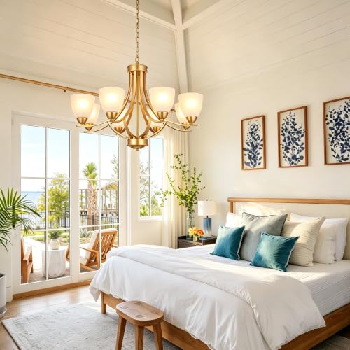 8 Light Large Gold Chandeliers for Dining Room Industrial Pendant Light Kitchen Island Fixture