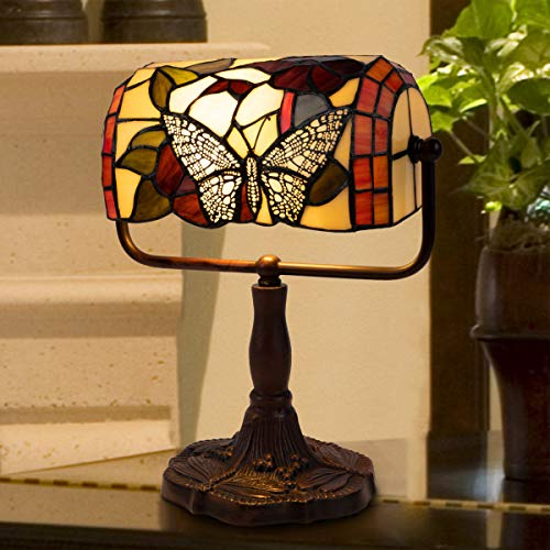 Tiffany Style Bankers Desk Lamp with Stained Glass Shade