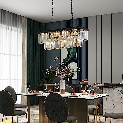 Black Crystal Chandeliers for Dining Room