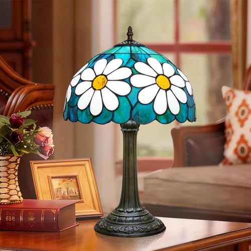 Tiffany Style Stained Glass Table Lamp Chrysanthemum Table Lamp Bedroom Bedside Lamp Living Room Dining Room Office Decoration Desk Lamp Home Decoration Creative Gift