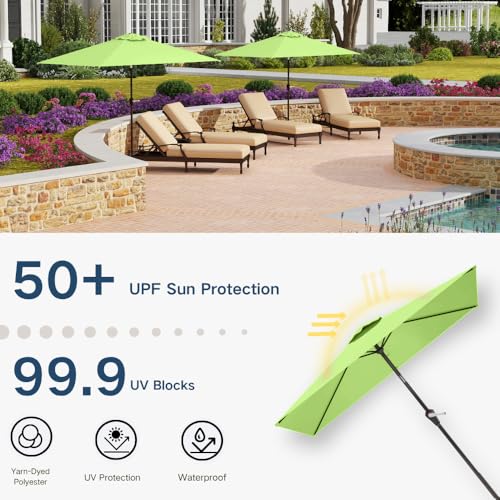 6.5' x 10' Rectangular Patio Umbrella Large Outdoor Market Umbrella w