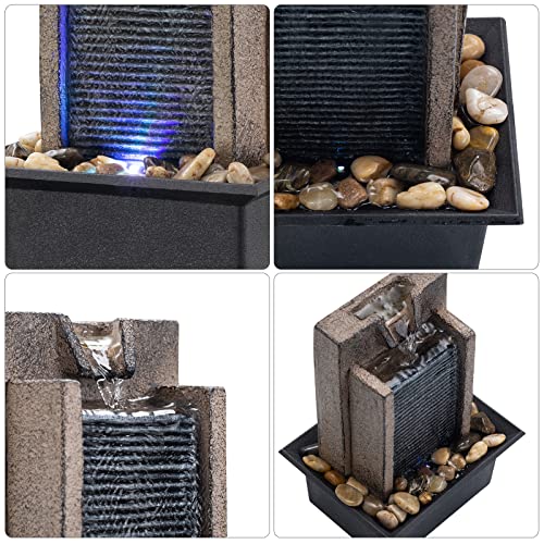 Tabletop Fountain Relaxing Tabletop Waterfall Fountain with Natural River Rocks & Color