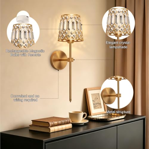 Gold Battery Operated Wall Sconces Set of 2
