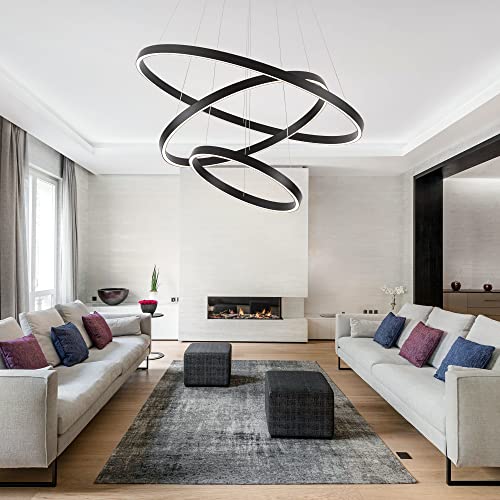 3 Rings Black LED Chandelier